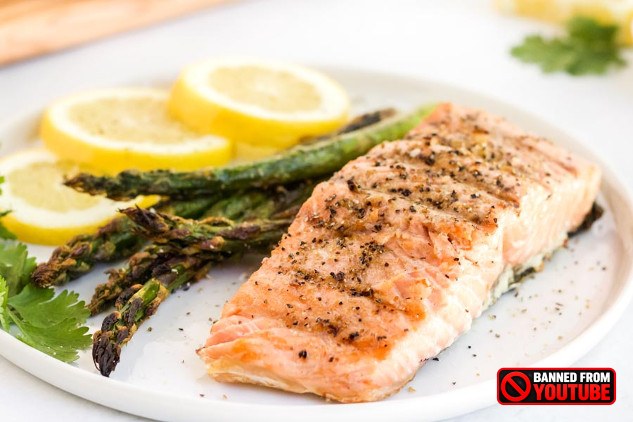 A visual representation of omega-3 and omega-6 sources, featuring salmon, walnuts, flaxseeds, and vegetable oil against a neutral background.